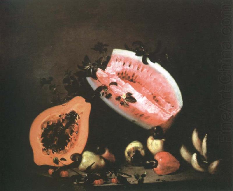 Mota, Jose de la still life of papaya,watermelon and cashew china oil painting image